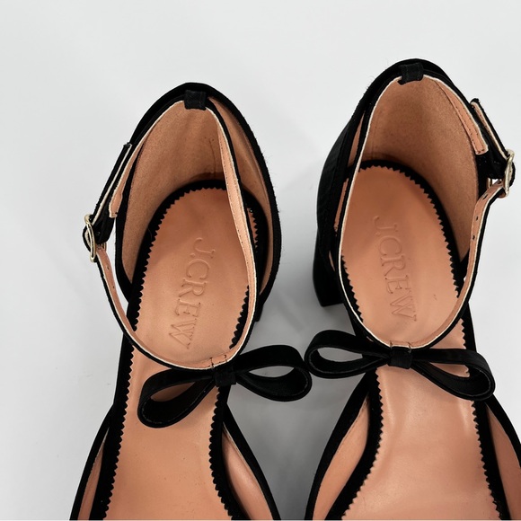 J. Crew Millie Bow Ankle Strap heels black -10 - Picture 8 of 12